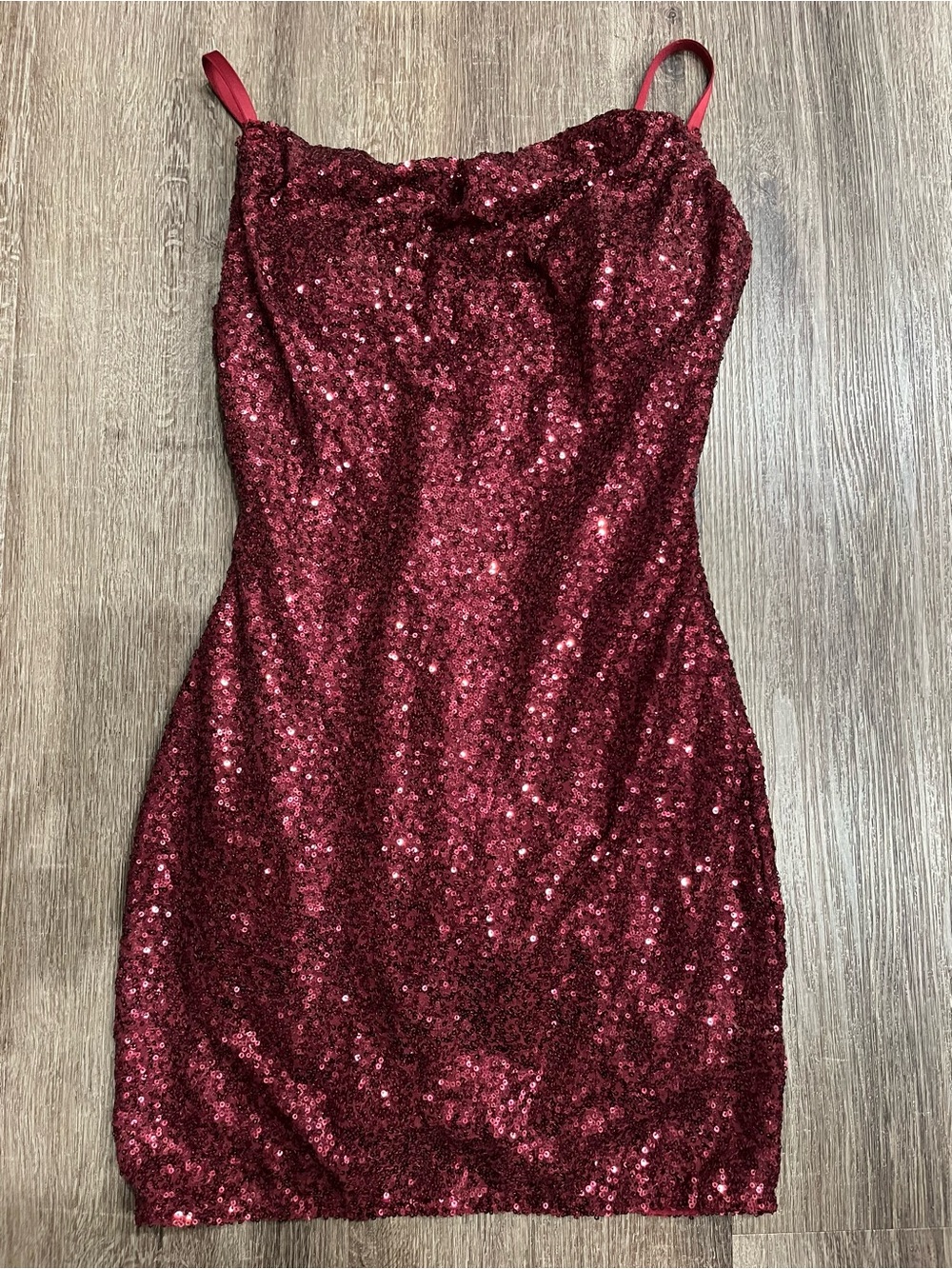 Sequin Cowl-Neck Mini Dress